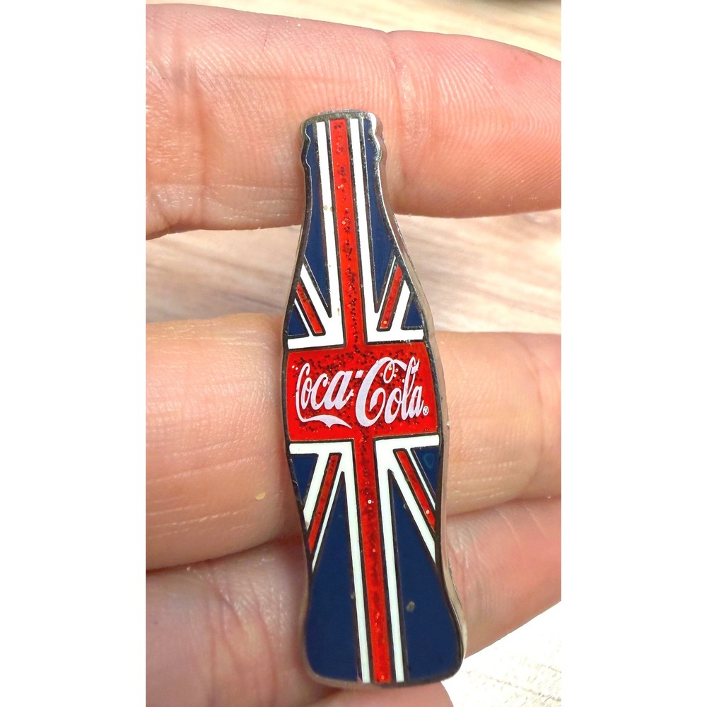 Coca-Cola 2012 London Olympics Union Jack Bottle Enamel Pin Trading Glitter